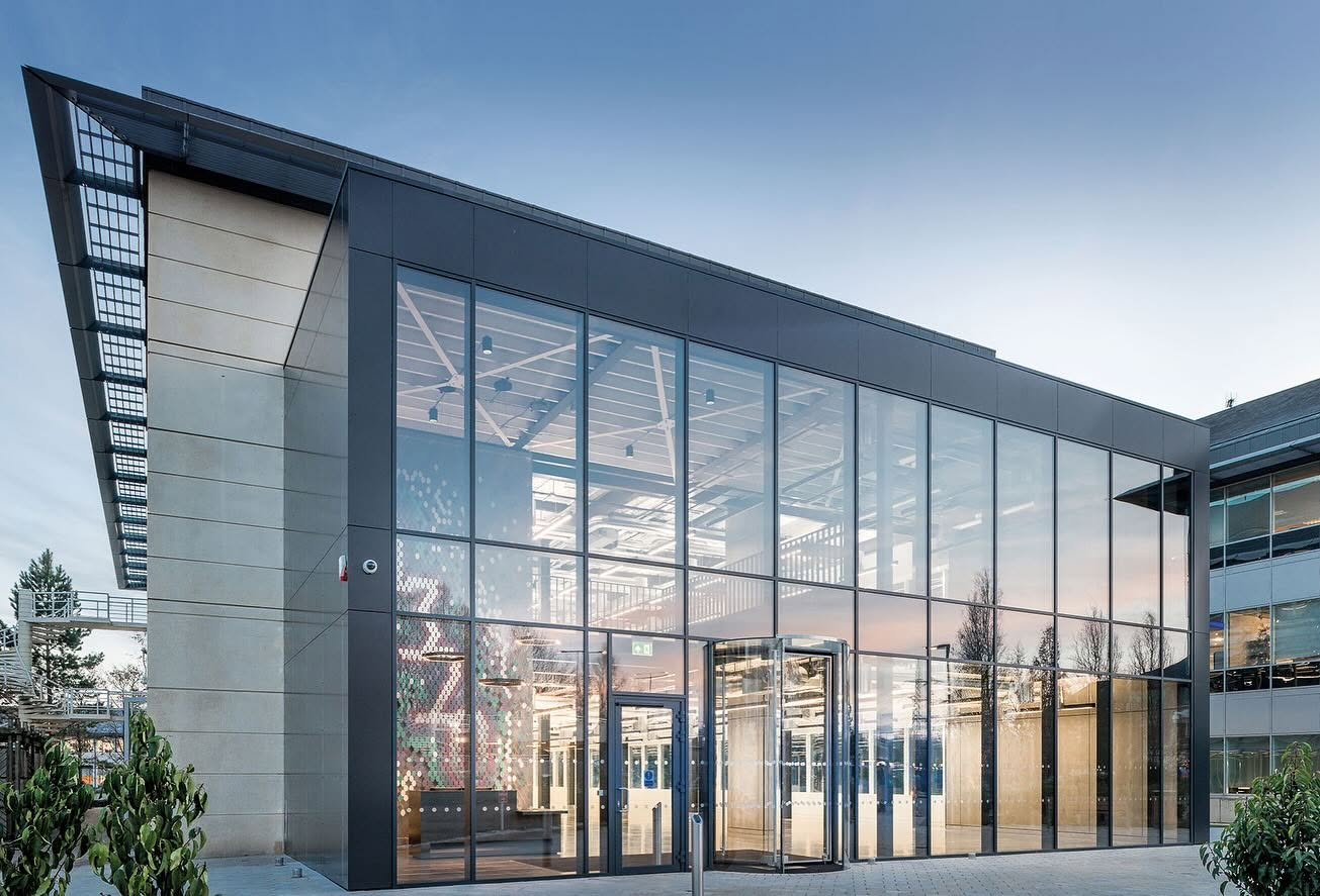 Contemporary architectural façade finished in a dark coating